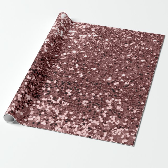 Pink Rose Gold Sequin Glitter Shiny Effect Bean Wrapping Paper (Unrolled)