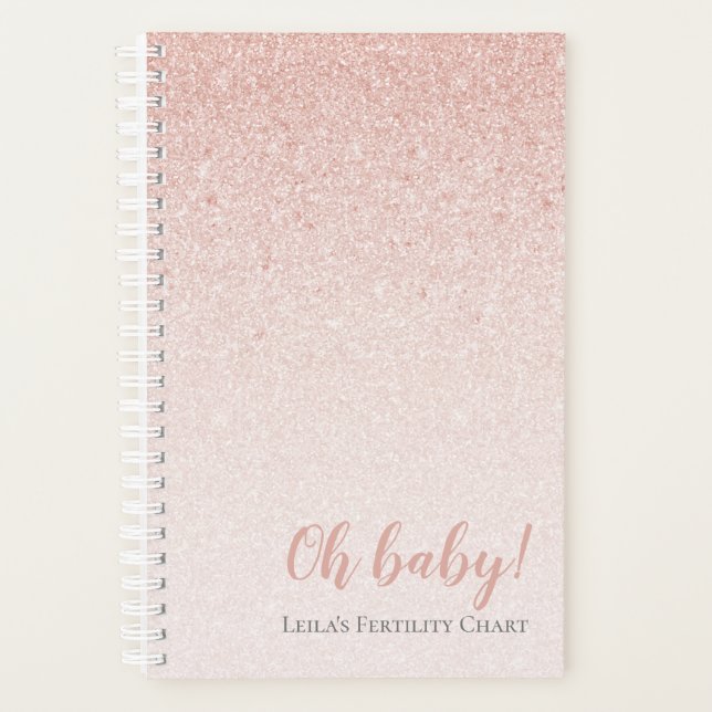 Pink Rose Gold Sparkle Fertility Chart Planner (Front)