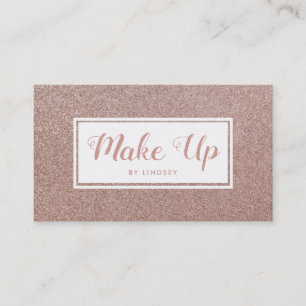 Pink Rose Gold Sparkle Glitter Make Up Artist Business Card