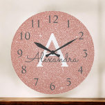 Pink Rose Gold Sparkle Glitter Monogram Name<br><div class="desc">Pink - Rose Gold Sparkle Glitter Monogram Name and Initial Serving Wall Clock. The Wall Clock makes the perfect gift for someone who loves pink sparkle glitter.</div>