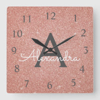 Pink - Rose Gold Sparkle Glitter Monogram Name
