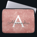 Pink Rose Gold Sparkle Modern Monogram Name Laptop Sleeve<br><div class="desc">Pink Rose Gold Sparkle Modern Monogram Name Sleeve. This sleeve can be customised to include your initial and first name.</div>