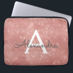 Pink Rose Gold Sparkle Modern Monogram Name Laptop Sleeve<br><div class="desc">Pink Rose Gold Sparkle Modern Monogram Name Sleeve. This sleeve can be customised to include your initial and first name.</div>