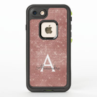 Pink Rose Gold Sparkle Modern Monogram Name