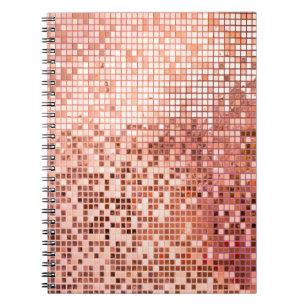 Pink rose gold square mosaic tiles for texture bac notebook