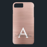 Pink Rose Gold Stainless Steel Monogram iPhone 8 Plus/7 Plus Case<br><div class="desc">Pink Rose Gold Faux Stainless Steel Elegant Monogram Case. This case can be customised to include your initial and first name.</div>