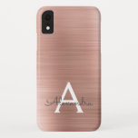 Pink Rose Gold Stainless Steel Monogram Case-Mate iPhone Case<br><div class="desc">Pink Rose Gold Faux Stainless Steel Foil Elegant Monogram Case. This case can be customised to include your initial and first name.</div>