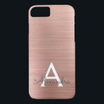 Pink Rose Gold Stainless Steel Monogram Case-Mate iPhone Case<br><div class="desc">Pink Rose Gold Faux Stainless Steel Elegant Monogram Case. This case can be customised to include your initial and first name.</div>