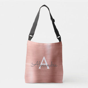 Pink Rose Gold Stainless Steel Monogram Crossbody Bag