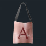 Pink Rose Gold Stainless Steel Monogram Crossbody Bag<br><div class="desc">Blush Pink - Rose Gold and Burgundy Faux Stainless Steel Elegant Monogram Bag. This bag can be customised to include your initial and first name.</div>