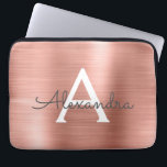 Pink Rose Gold Stainless Steel Monogram Laptop Sleeve<br><div class="desc">Rose Gold - Blush Pink Faux Stainless Steel Metallic Foil Modern and Elegant Monogram Sleeve. This monogrammed personalised laptop sleeve can be customised to include your initial and first name and makes a perfect Christmas or Birthday Gift.</div>