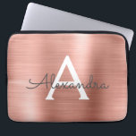 Pink Rose Gold Stainless Steel Monogram Laptop Sleeve<br><div class="desc">Rose Gold - Blush Pink Faux Stainless Steel Metallic Foil Modern and Elegant Monogram Sleeve. This monogrammed personalised laptop sleeve can be customised to include your initial and first name and makes a perfect Christmas or Birthday Gift.</div>