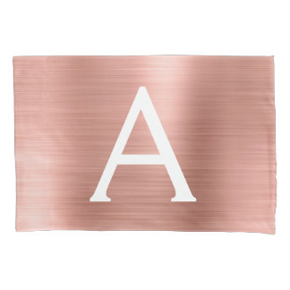 Pink Rose Gold Stainless Steel Name and Intital Pillowcase