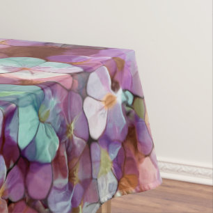 Pink Rose Gold Teal Mosaic Millefiori Flowers Tablecloth