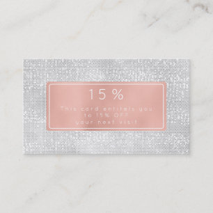 Pink Rose Gold White Silver Discount Beauty Salon Card