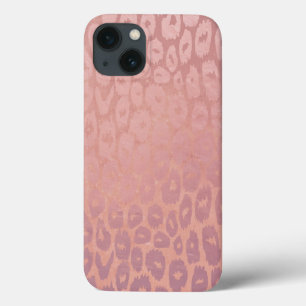 Pink Rose Golg Glitter Leopard Texture iPhone 13 Case