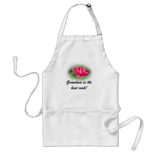 pink rose, grandma is the best cook standard apron
