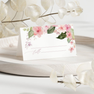 Pink Rose & Green Wedding  Place Card