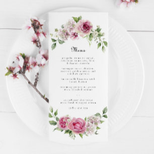 Pink Rose Greenery Floral Arch Wedding or Birthday Menu