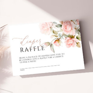 Pink Rose & Greenery Leaves Diaper Raffle Card