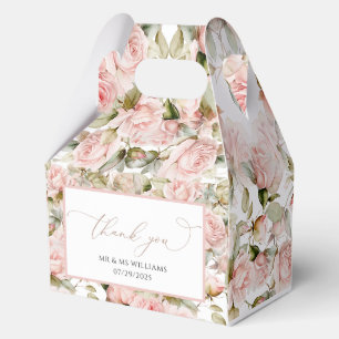 Pink Rose & Greenery Leaves Wedding  Favour Box