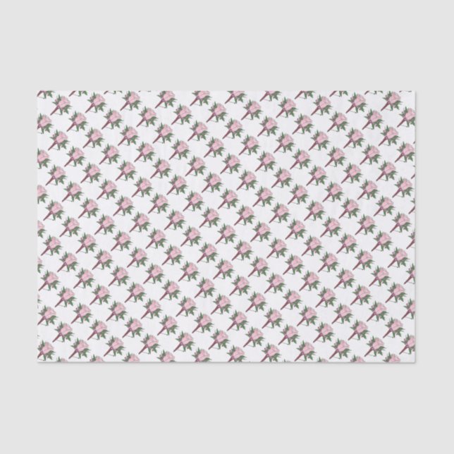 Pink Rose Groom Wedding Boutonniere Flower Tissue Paper (Front)
