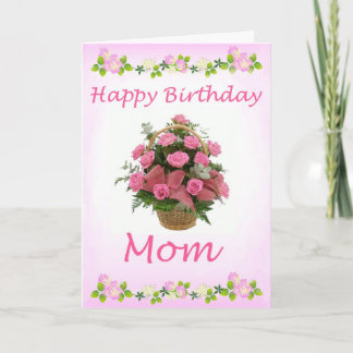 Pink Rose Happy Birthday Mum Greeting Card