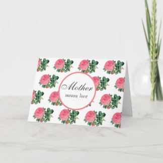 Pink Rose Happy Mother's Day Holiday Greeting Card