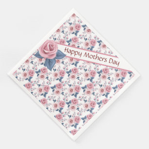 Pink Rose Happy Mothers Day Napkin