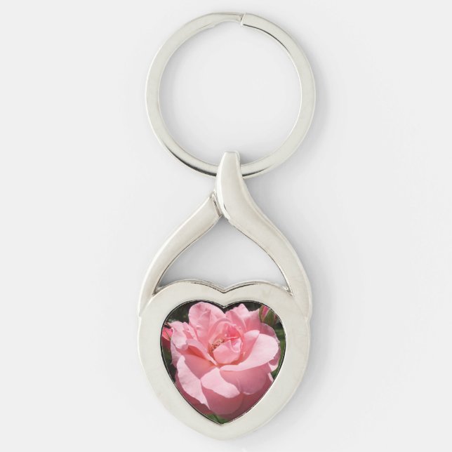 Pink Rose Heart Keychain (Front)
