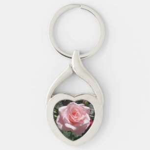 Pink Rose Heart Keychain
