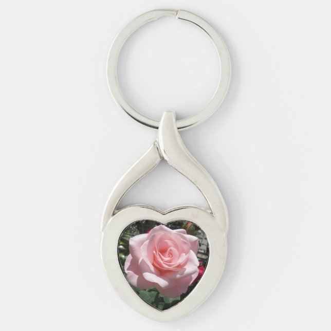 Pink Rose Heart Keychain (Front)