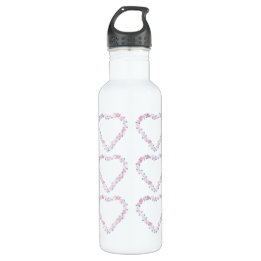 Pink Rose Heart Wreath Water Bottle