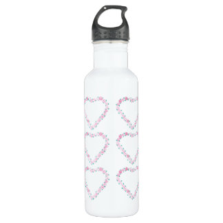 Pink Rose Heart Wreath Water Bottle