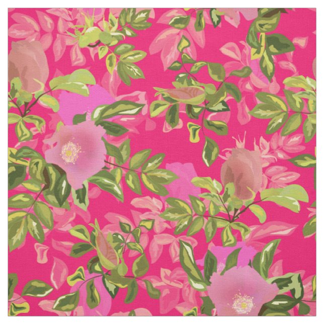 Pink rose hip , pink wild rose hip fabric (Swatch)