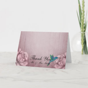 Pink Rose Hummingbird Thank You card