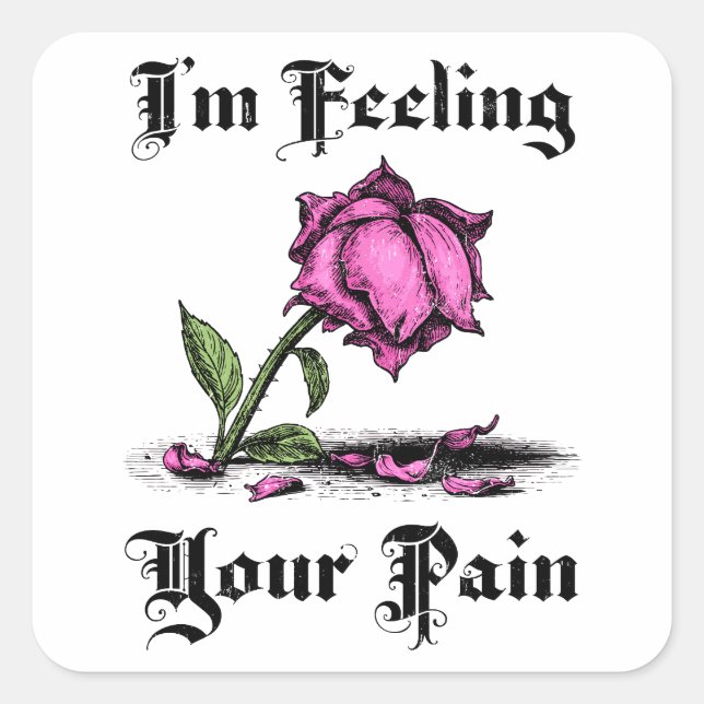 Pink Rose in Despair Square Sticker (Front)