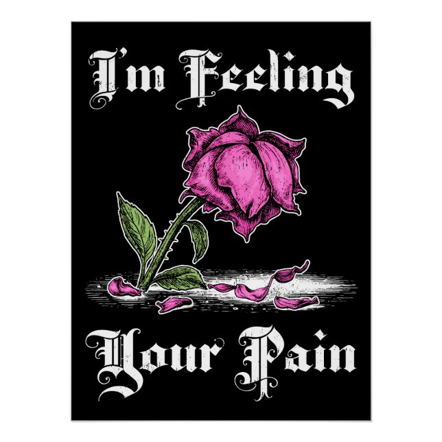Pink Rose in Despair White Text Poster (Front)