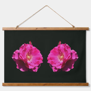 Pink Rose In Full Bloom Mirror Abstract  Hanging Tapestry