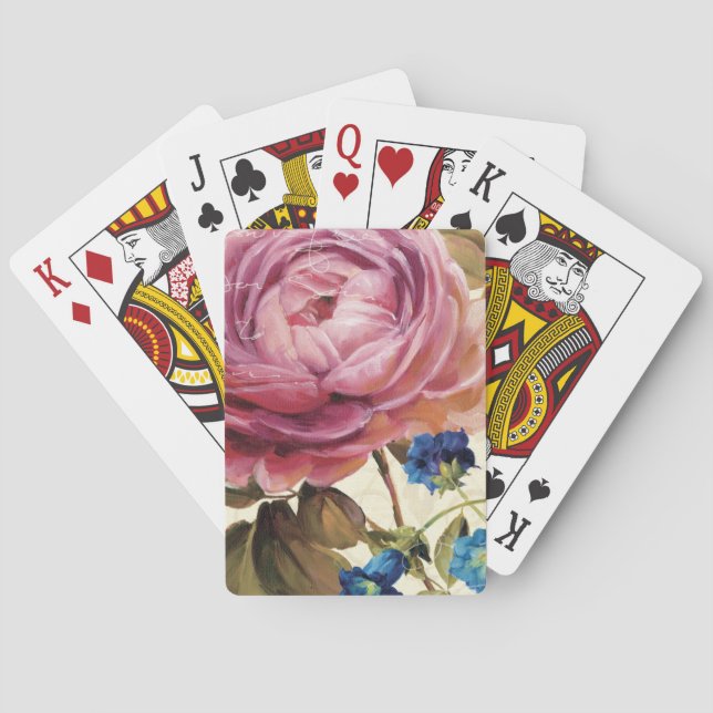 Pink Rose in Full Bloom Playing Cards (Back)