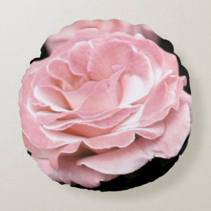 Pink Rose in Full Bloom Round Cushion