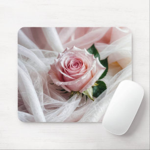 Pink Rose In Tulle Mouse Pad