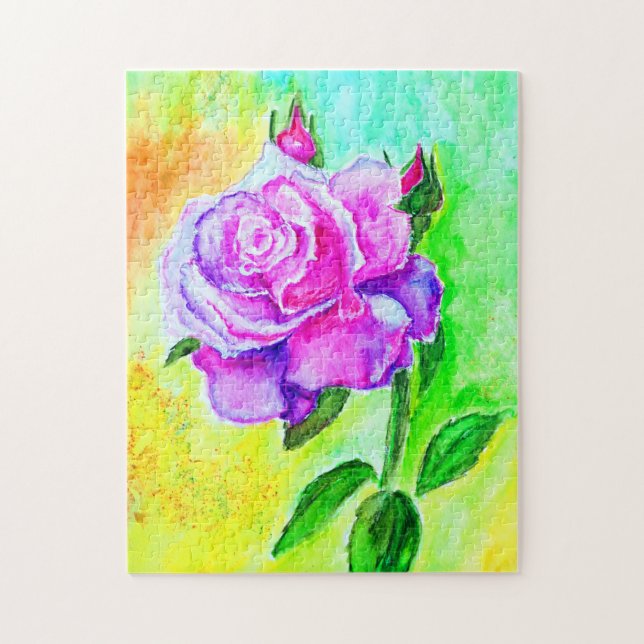 Pink Rose Jigsaw Puzzle Painting (Vertical)