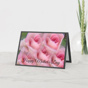 Pink Rose Kaleidoscope Grey Mother's Day Card