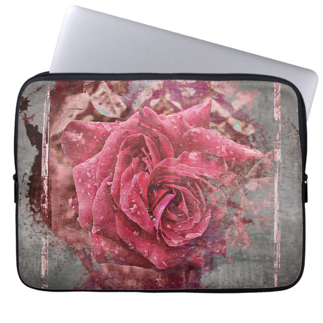 Pink Rose Laptop Sleeve (Front)