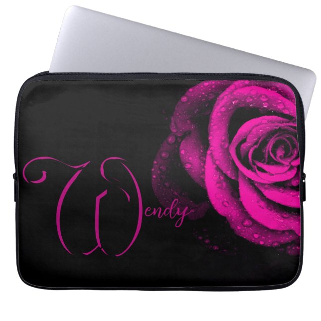 Pink Rose Laptop Sleeve (Front)