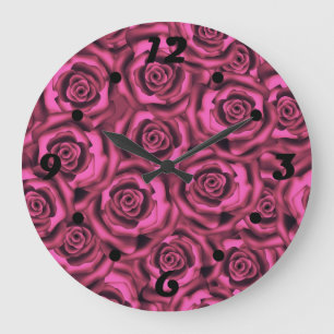 Pink rose large clock