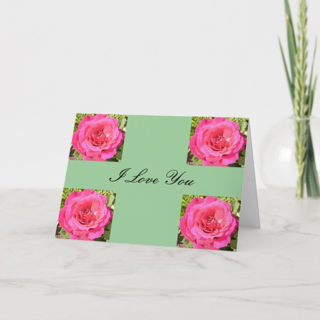 pink rose love card (Front)
