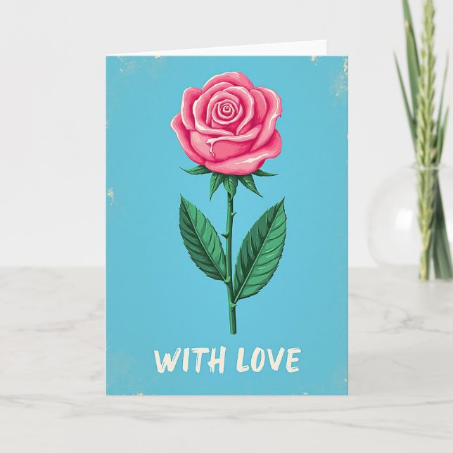 Pink Rose Love Card (Front)