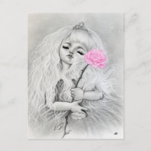 Pink Rose Love Dreamy Girl Big Eye Art Postcard